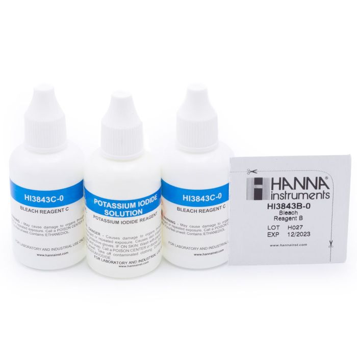 Hypochlorite Test Kit Replacement Reagents (100 tests) - HI3843-100