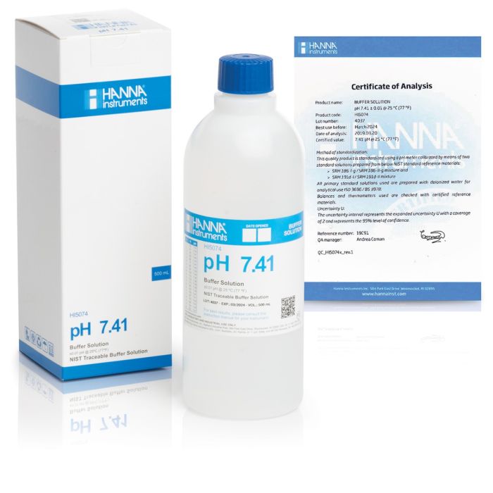 pH 7.41 Technical Calibration Buffer (500 mL) - HI5074