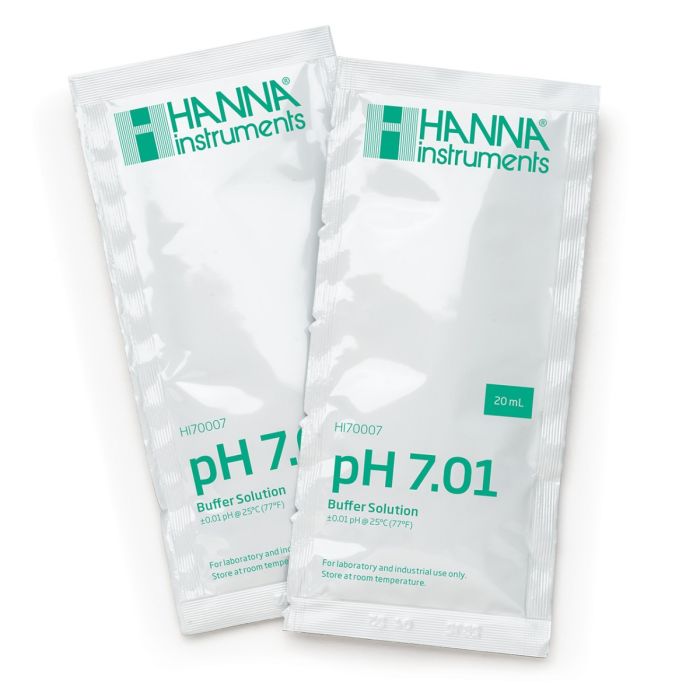 pH 7.01 Calibration Buffer (25 x 20 mL) Sachets with certificate of analysis - HI70007C