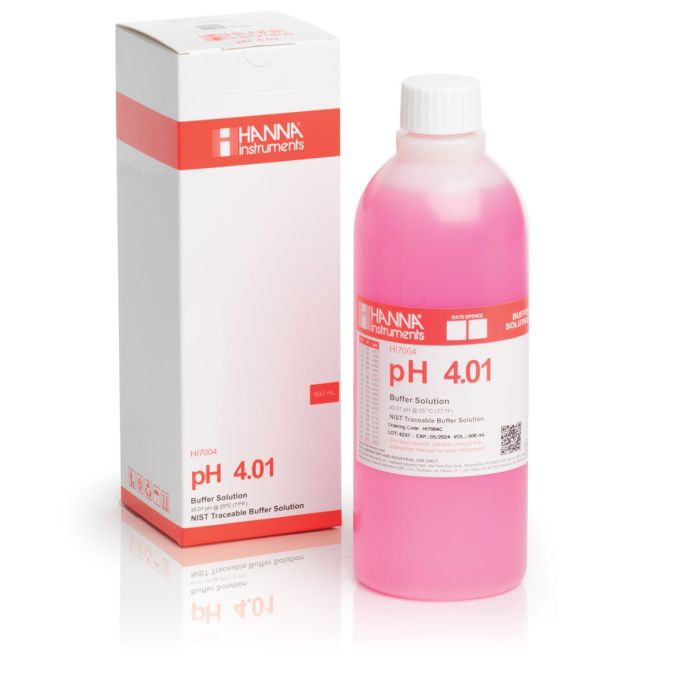 pH 4.01 Red Colour Calibration Solution  (500 mL) - HI7004C