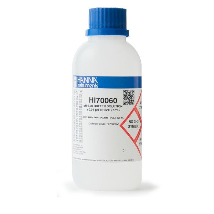 pH 6.00 Calibration Solution (230 mL) - HI70060M