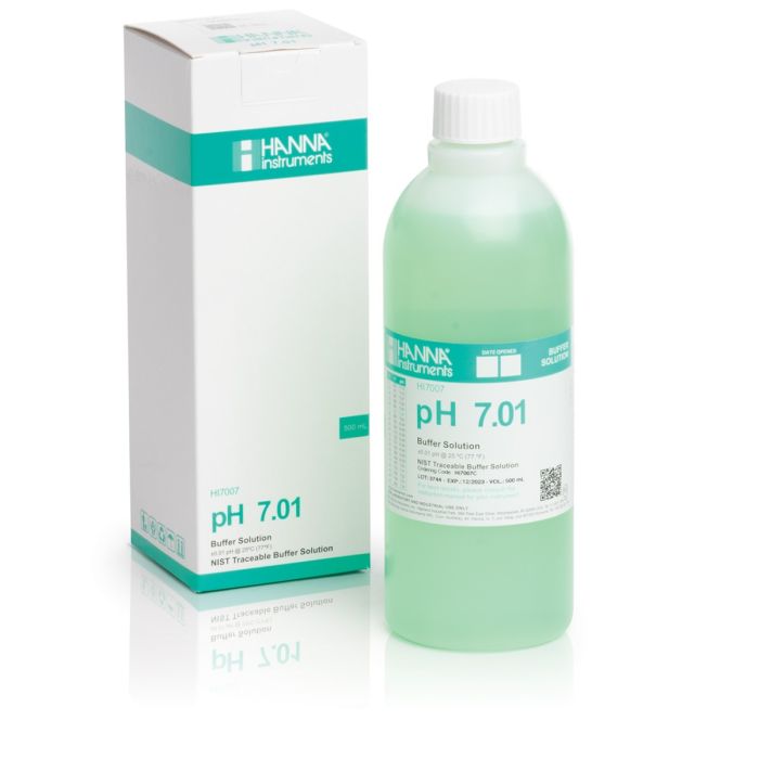pH 7.01 @ 25°C Green Color Calibration Buffer, 500 mL bottle - HI7007C