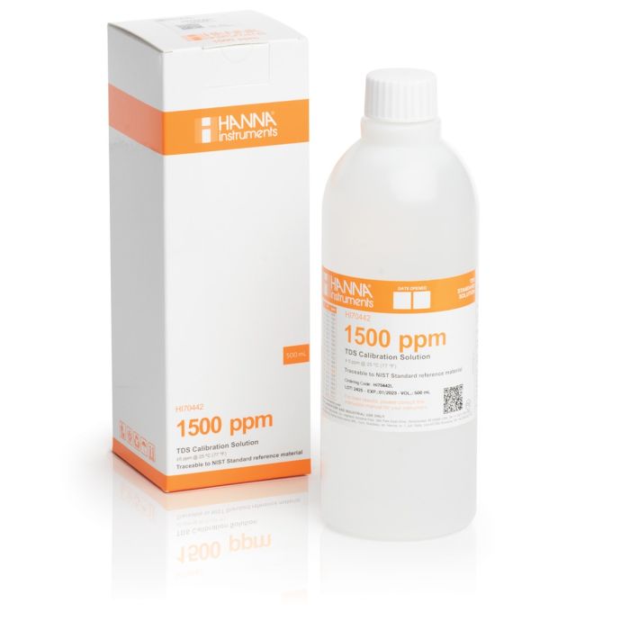 1500 mg/L (ppm) TDS Calibration Solution (500 mL Bottle) - HI70442L