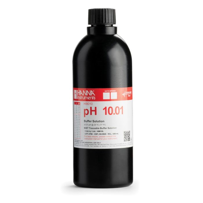 pH 10.01 Calibration Buffer in FDA Bottle (500 mL) - HI8010L
