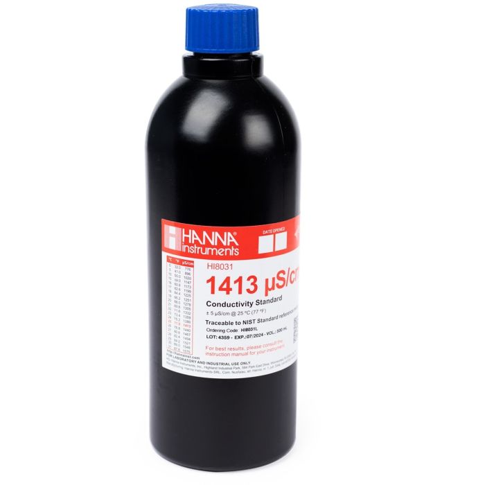 1413 µS/cm Conductivity Standard in FDA Bottle (500mL) - HI8031L