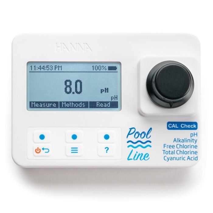 Pool Line pH,  Alkalinity,  Free &amp; Total Chlorine,  and Cyanuric Acid Portable Photometer - HI971044