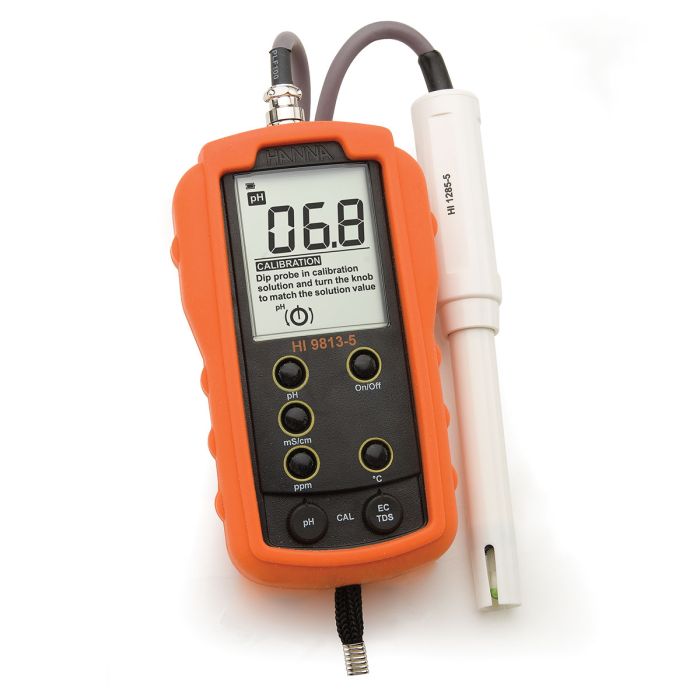 Portable pH/EC/TDS meter, range: pH 0.0 to 14.0 pH EC 0.00 to 4.00 mS/cm TDS 0 to 1999 ppm (mg/L) - HI9813-51