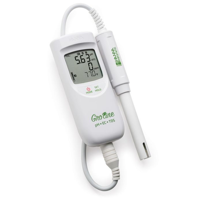 GroLine Hydroponics Waterproof pH/EC/TDS/Temperature Portable Meter - HI9814