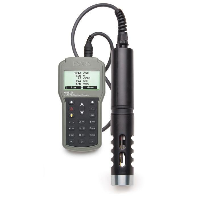 Multiparameter pH/ORP/DO/Pressure/Temperature Waterproof Meter, 4m cable - HI98196