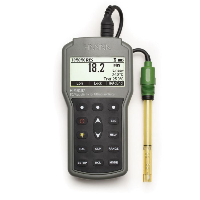 Ultra Pure Water EC/Resistivity Waterproof Portable Meter - HI98197
