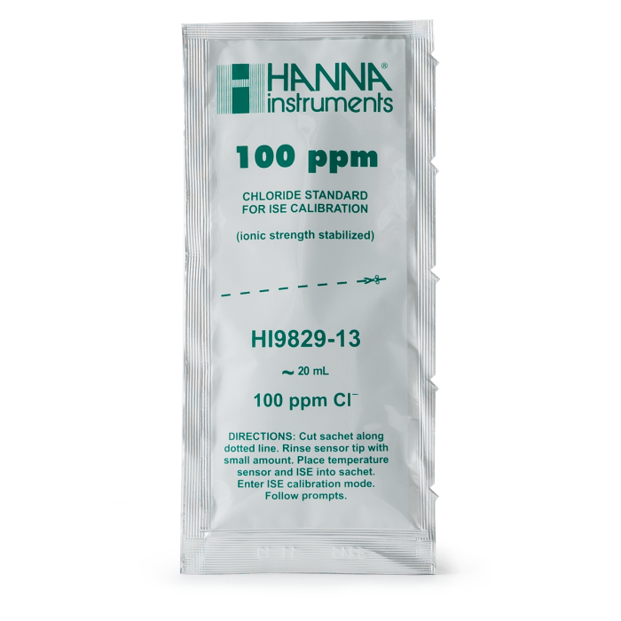 100 ppm Chloride Calibration Standard Sachets for HI9829 (25 x 25 mL) - HI9829-13