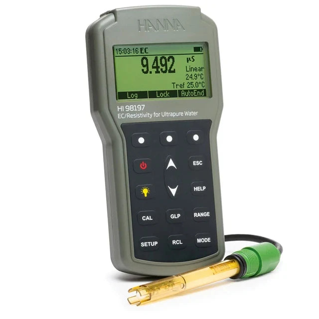 Ultra Pure Water EC/Resistivity Waterproof Portable Meter - HI98197