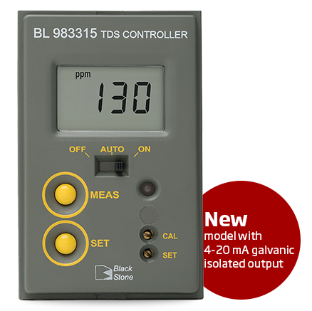 he BL983315 is a compact, panel mounted, process controller for measuring total dissolved solids (TDS) of a process stream.